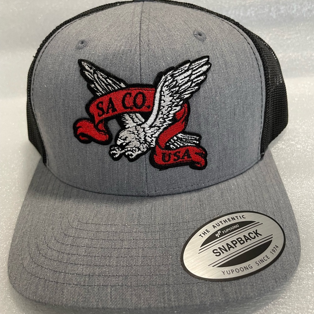 Gray and Black Snapback Cap with Eagle Design